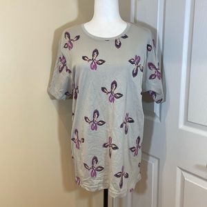 DRAKE GENERAL STORE | Size XL | grey t shirt with purple flowers